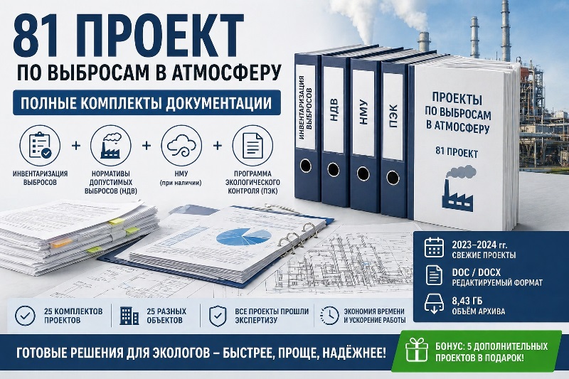 81 проект по выбросам: НДВ + инвентаризация + ПЭК в одном комплекте (25 объектов)