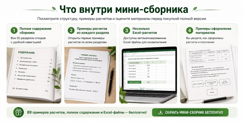 Ознакомительный мини-сборник расчетов образования отходов Ознакомительный мини-сборник расчетов образования отходов